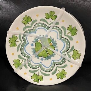 Green and White Ceramic Plate